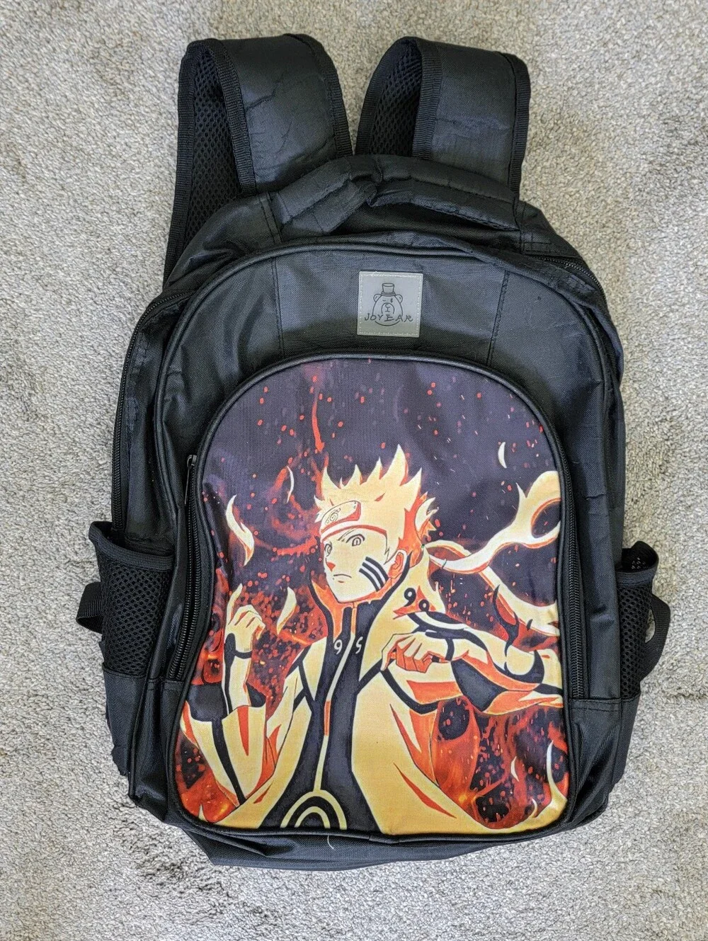 Naruto Uzumaki Black Vibrant 3D Print Standard Size Backpack Multiple Pockets
